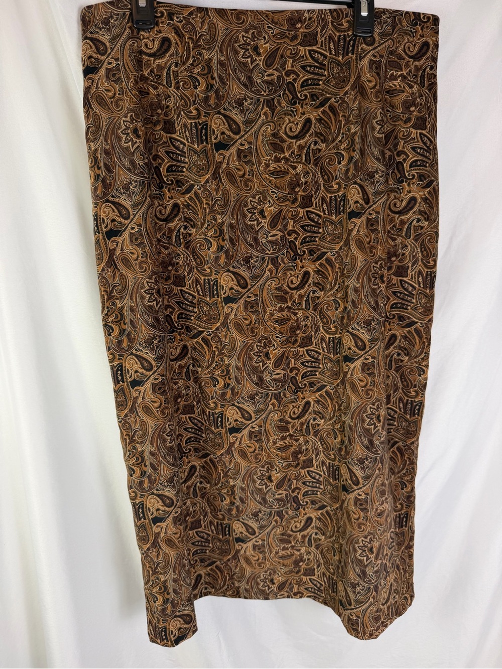 Briggs New York Paisley Hamsa Midi Skirt 18W Brown Boho Dark Academia